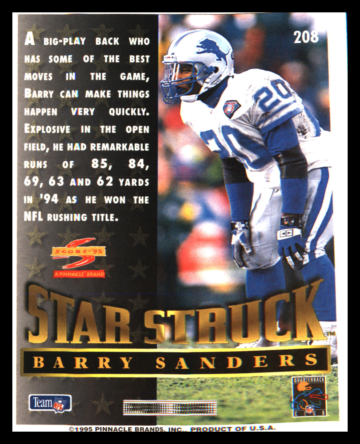 1995 Score #208 Barry Sanders