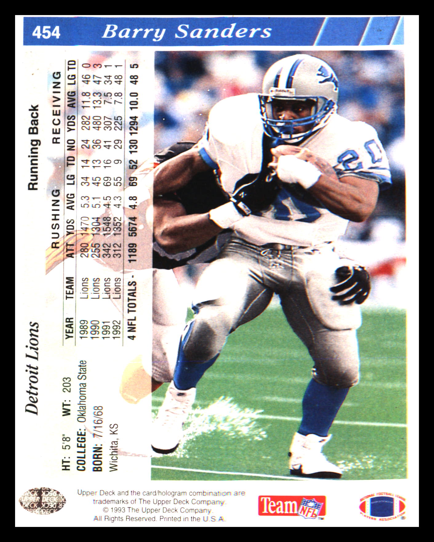 1993 Upper Deck #454 Barry Sanders