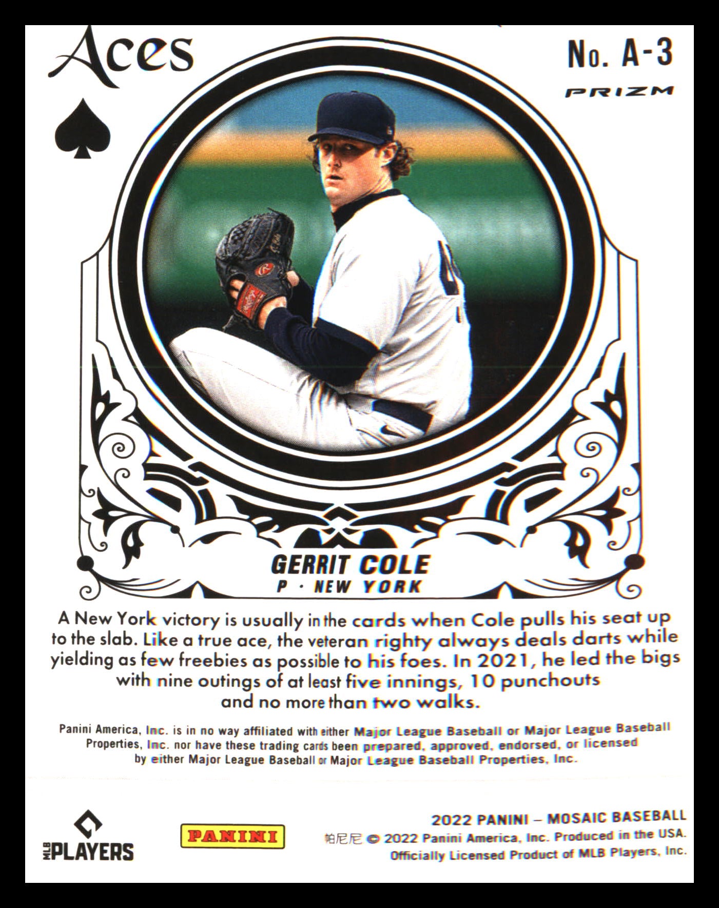 2022 Panini Mosaic Aces Green Mosaic #A-3 Gerrit Cole