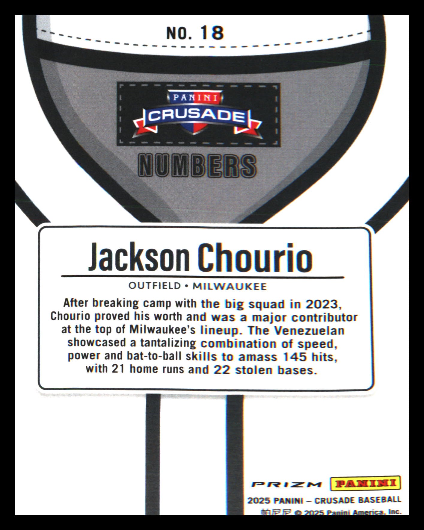 2025 Panini Crusade Numbers #18 Jackson Chourio