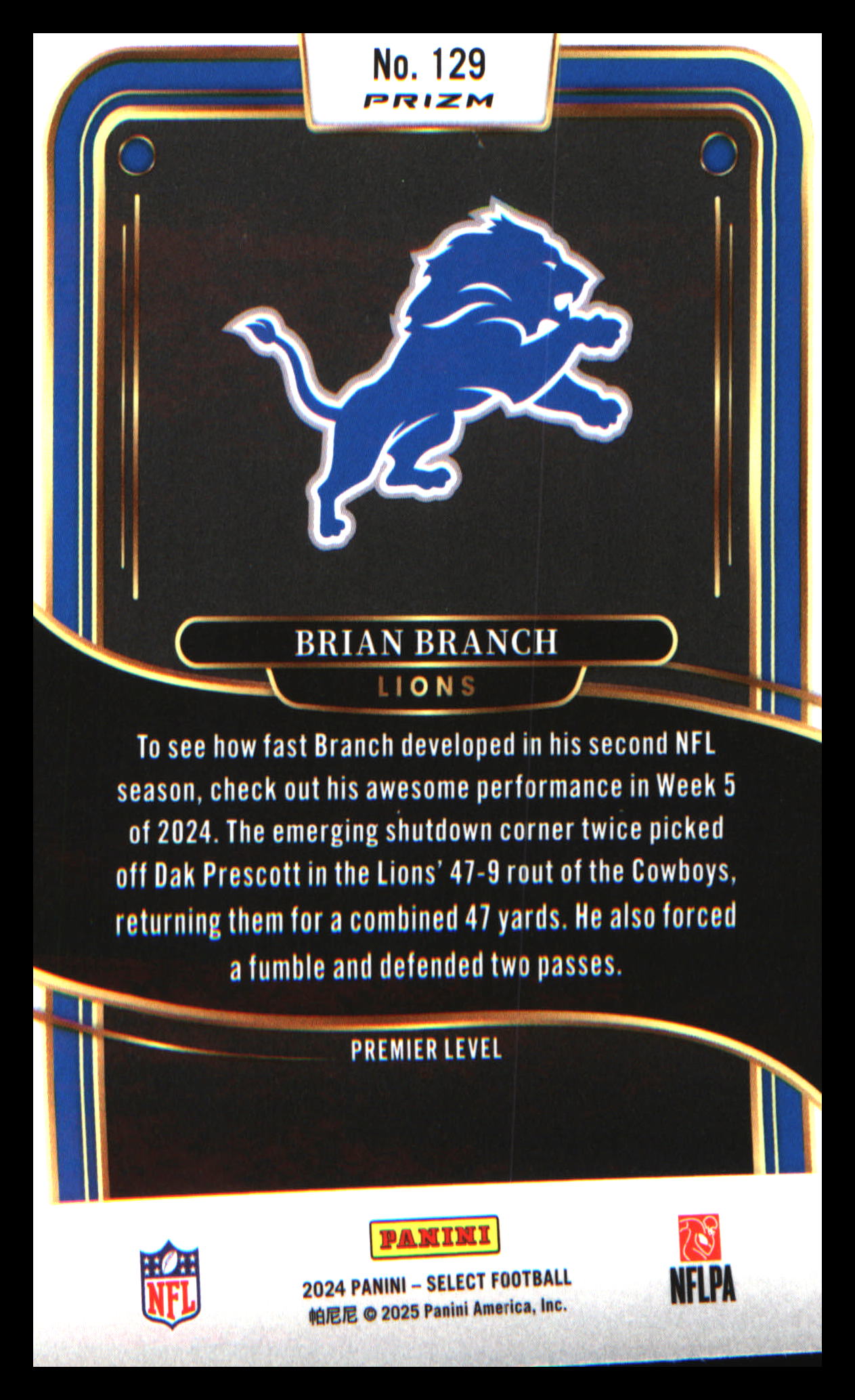 2024 Panini Select Red & Yellow Prizm Shock #129 Brian Branch