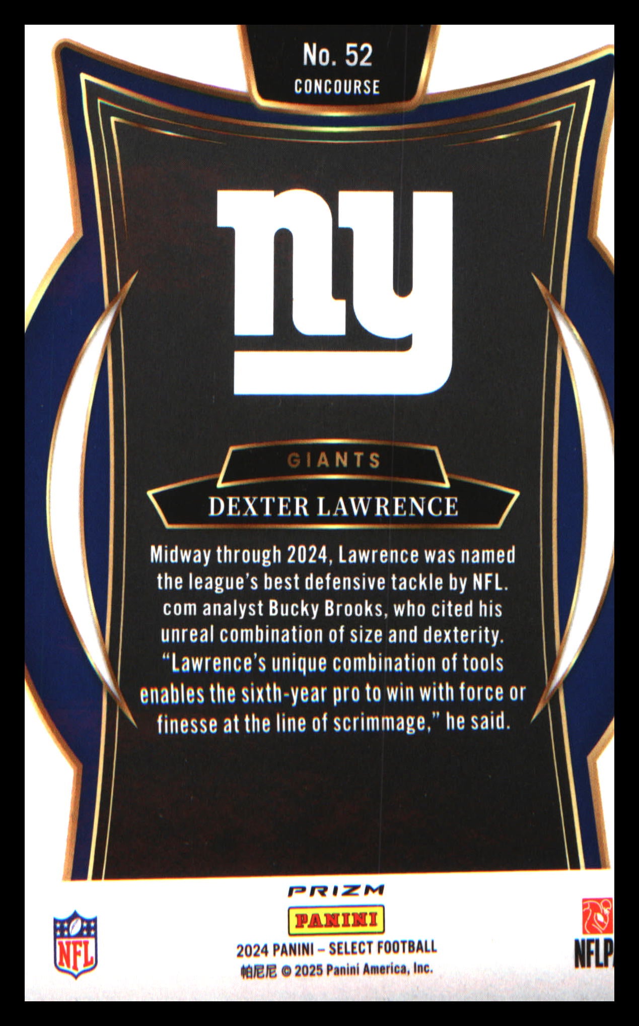 2024 Panini Select Red & Yellow Prizm Shock #52 Dexter Lawrence