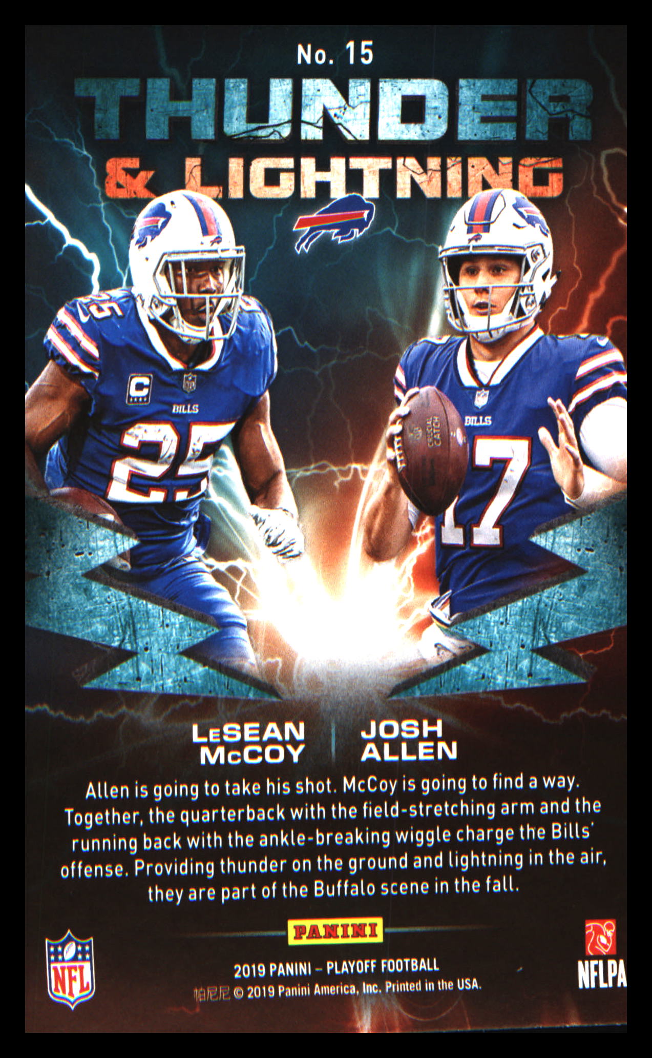 2019 Panini Playoff Thunder & Lightning #15 Josh Allen / LeSean McCoy