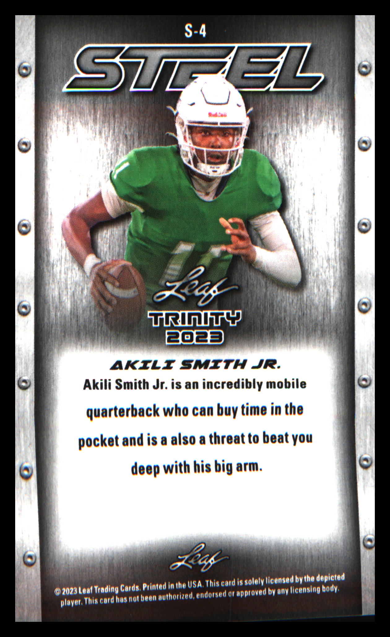 2023 Leaf Trinity (Mega Box) Steel Lava Silver #S-4 Akili Smith Jr.
