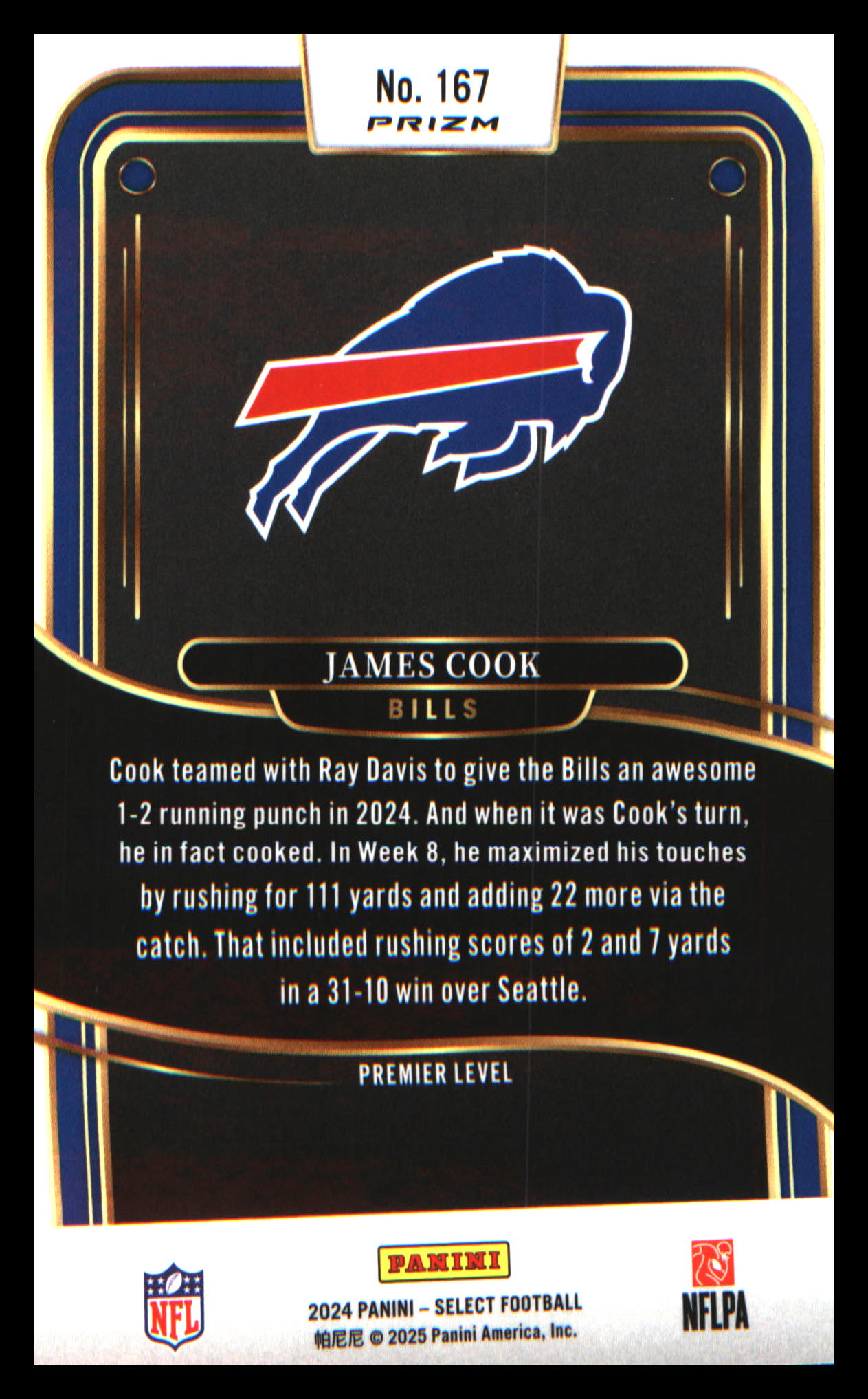 2024 Panini Select Red & Yellow Prizm Shock #167 James Cook