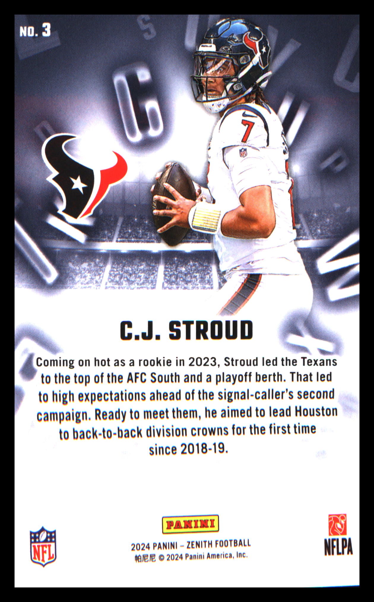 2024 Panini Zenith A to Z #3 C.J. Stroud