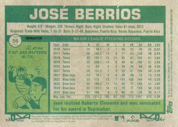 2026 Topps Heritage #56 José Berríos Chrome Refractors Toronto Blue Jays