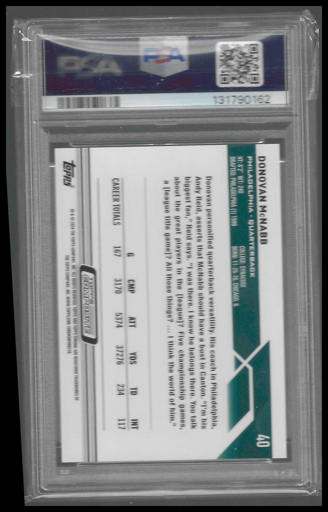 2023 Topps Chrome Blue Refractor #40 Donovan McNabb PSA 10 #/150