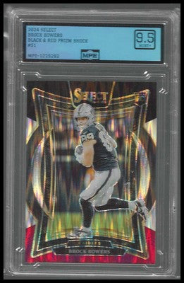 2024 Panini Select Black & Red Prizm Shock #31 Brock Bowers Rookie MPE 9.5