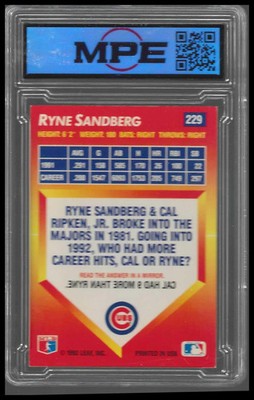 1992 Triple Play #229 Ryne Sandberg MPE 8.5