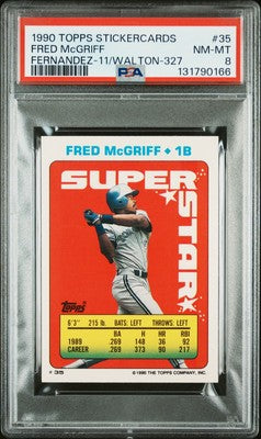 1990 Topps Stickercard #35 Fred Mcgriff PSA8