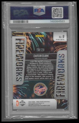 2025 Panini Prizm WNBA Fireworks #9 Caitlin Clark #/25 PSA 9 POP 1