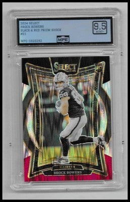 2024 Select Brock Bowers Black & Red Prizm Shock #31 MPE 9.5 Mint Rookie Raiders
