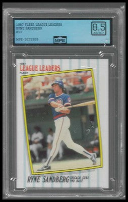 1987 Fleer League Leaders #39 Ryne Sandberg MPE 8.5