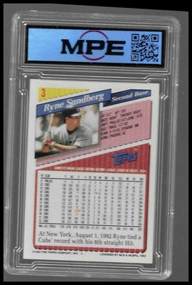 1993 Topps Ryne Sandberg #3 MPE 8.5 NM-MT+ Chicago Cubs HOF