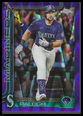 2025 Topps Chrome Update Purple RayWave Refractors #USC45b Cal Raleigh #130/250
