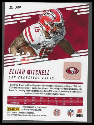 2021 Panini Prestige Xtra Points Signature Platinum 289 Elijah Mitchell /10 Auto