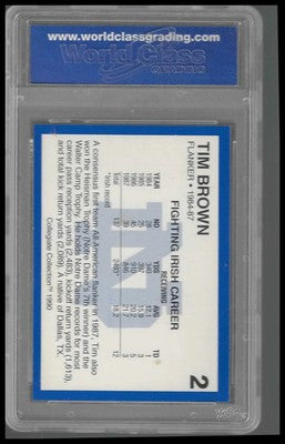 1990 Collegiate Collection #2 Tim Brown  WCG GEM/MT 10