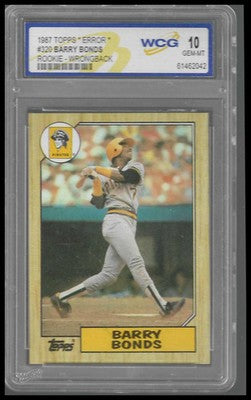 1987 Topps #320 Barry Bonds Rookie *WRONG BACK* WCG GEM-MT 10