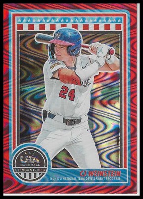 2025 Panini Stars & Stripes USA Baseball Red Swirl #142 CJ Weinstein #028/249