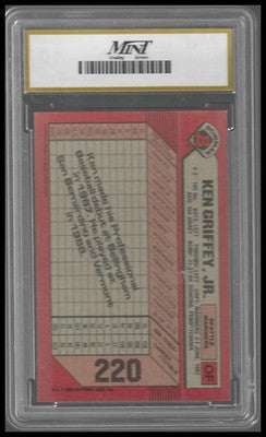 1989 Bowman #220a Ken Griffey, Jr. Rookie *ERROR* NO FRONT MINT GEM/MT 10