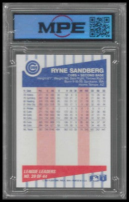 1987 Fleer League Leaders #39 Ryne Sandberg MPE 8.5