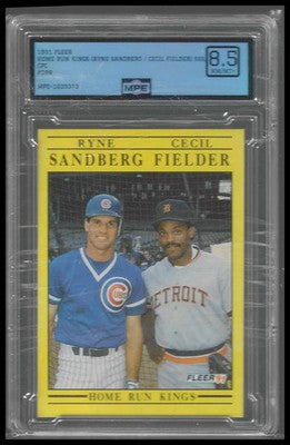 1991 Fleer #709 Home Run Kings (Ryne Sandberg / Cecil Fielder) MPE 8.5