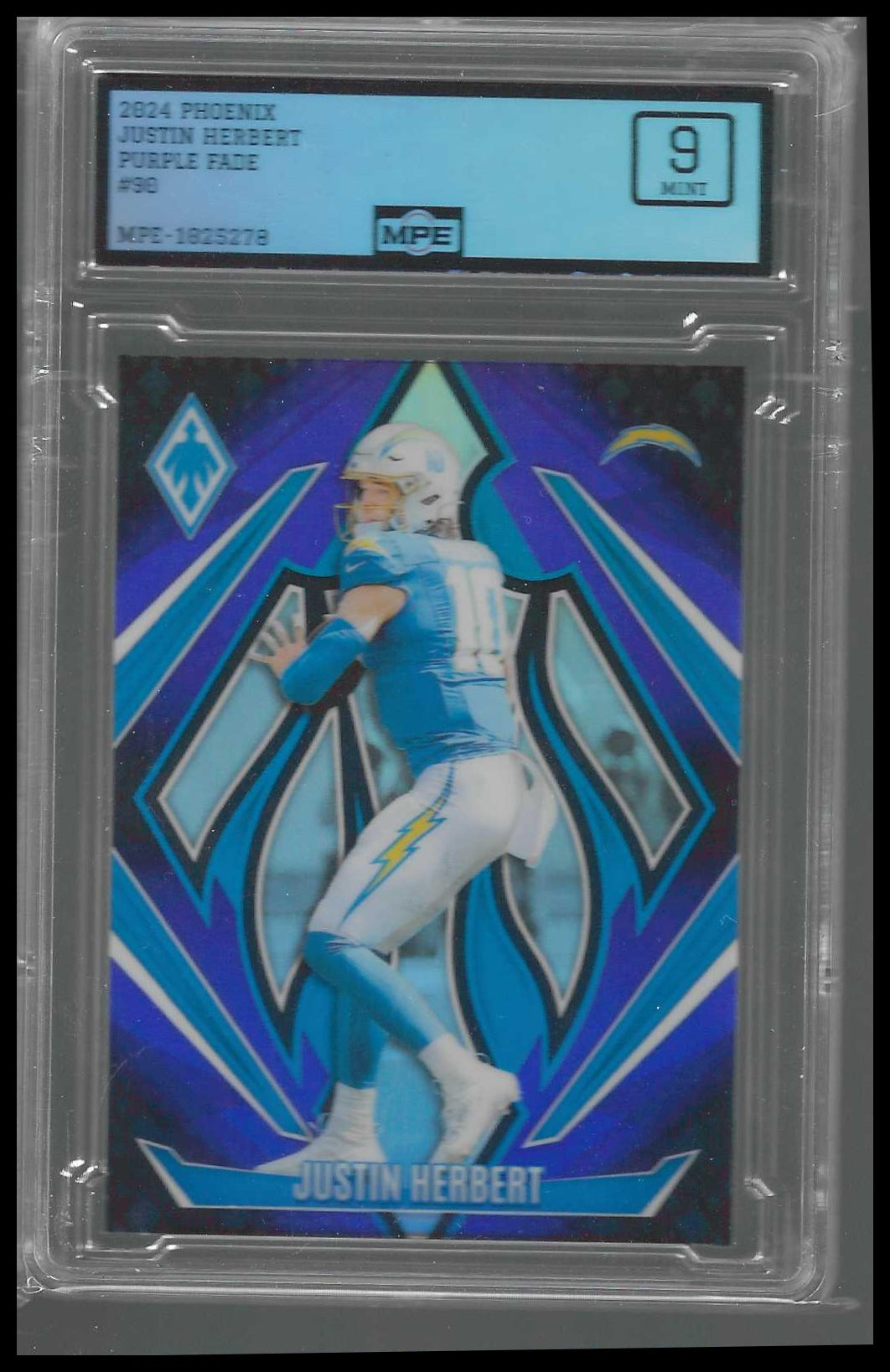 2024 Panini Phoenix Purple Fade #90 Justin Herbert MPE MINT 9