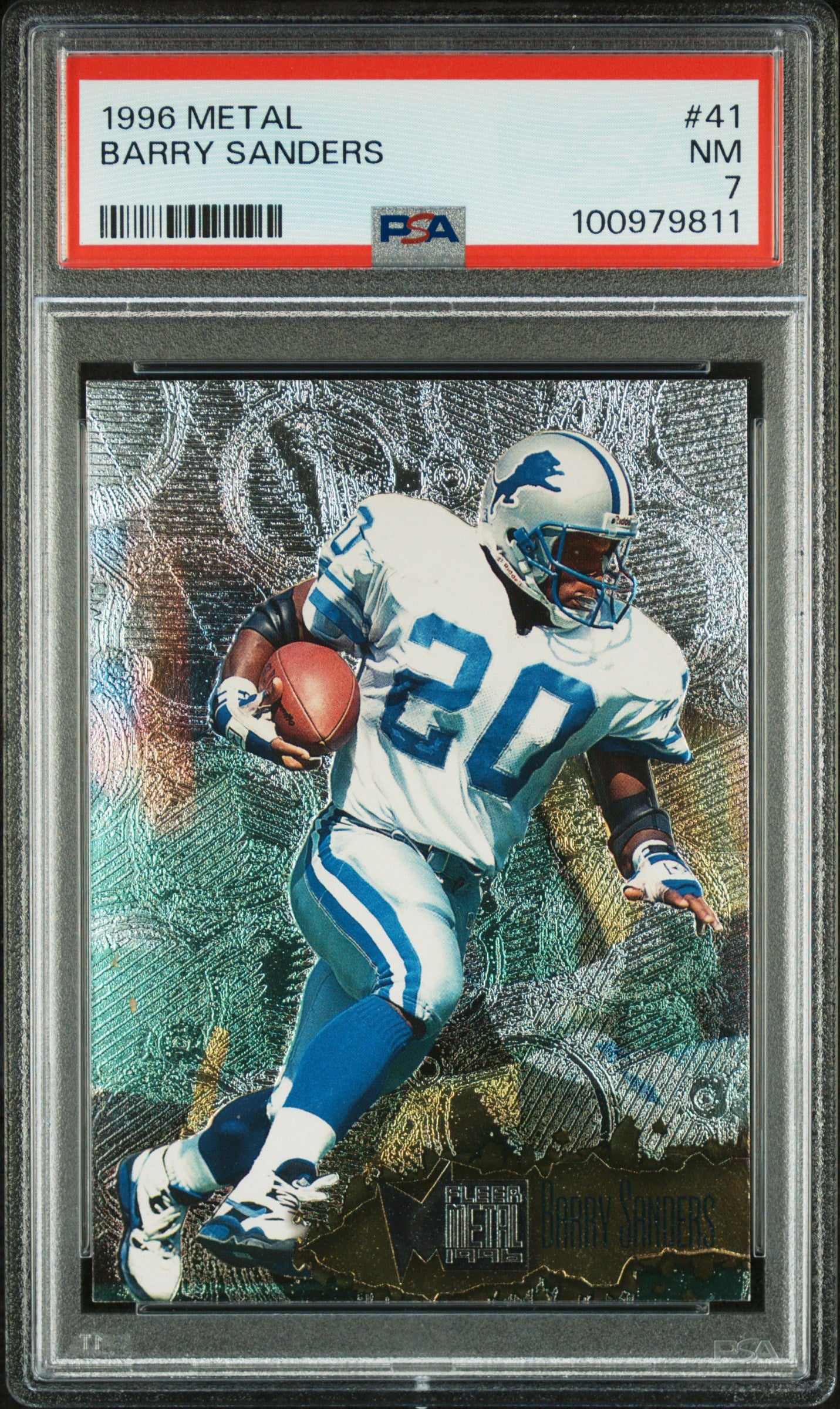 1996 Metal #41 Barry Sanders PSA 7