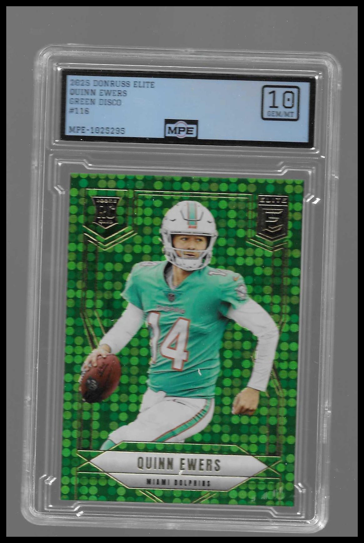 2025 Donruss Elite Green Disco #116 Quinn Ewers Rookie GEM/MT10