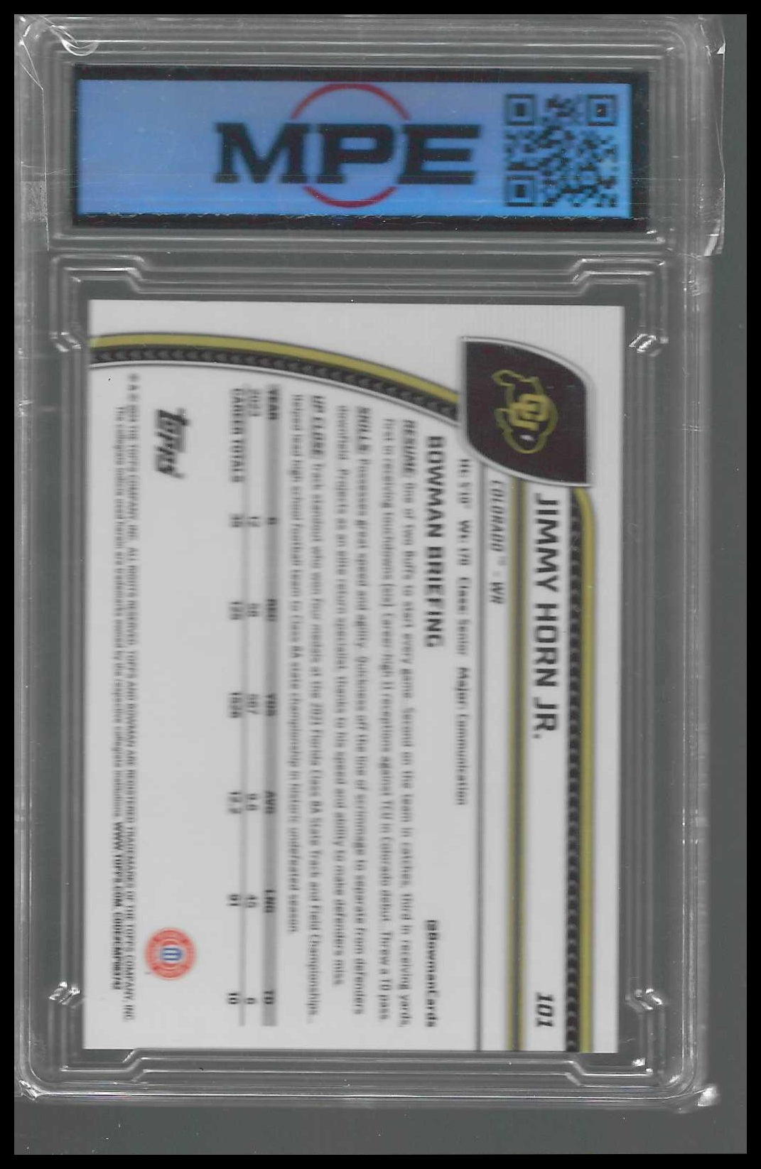 2024 Bowman Univ Chrome Aqua Mini-Diamond Refractor #101 Jimmy Horn Jr. MPE 9.5