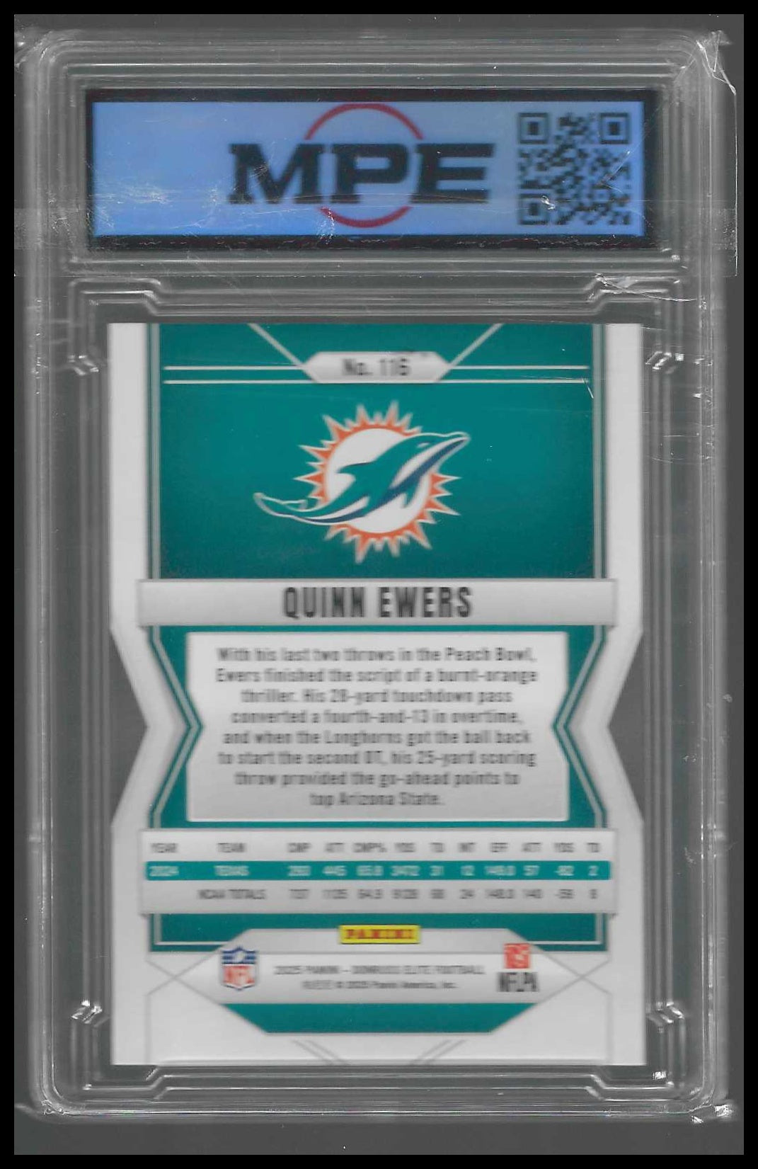 2025 Donruss Elite Green Disco #116 Quinn Ewers Rookie MPE 10