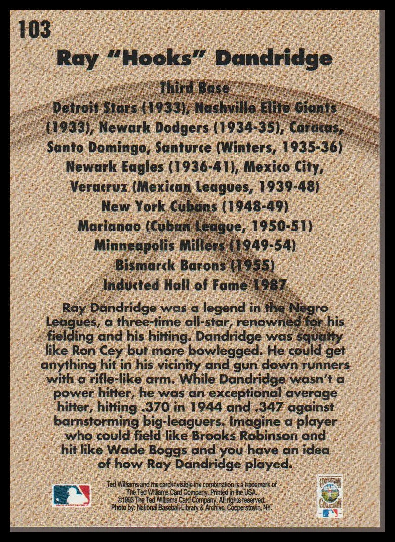 1993 Ted Williams #103 Ray Dandridge