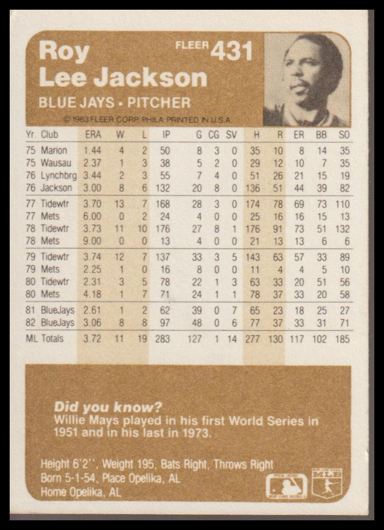1983 Fleer #431 Roy Lee Jackson