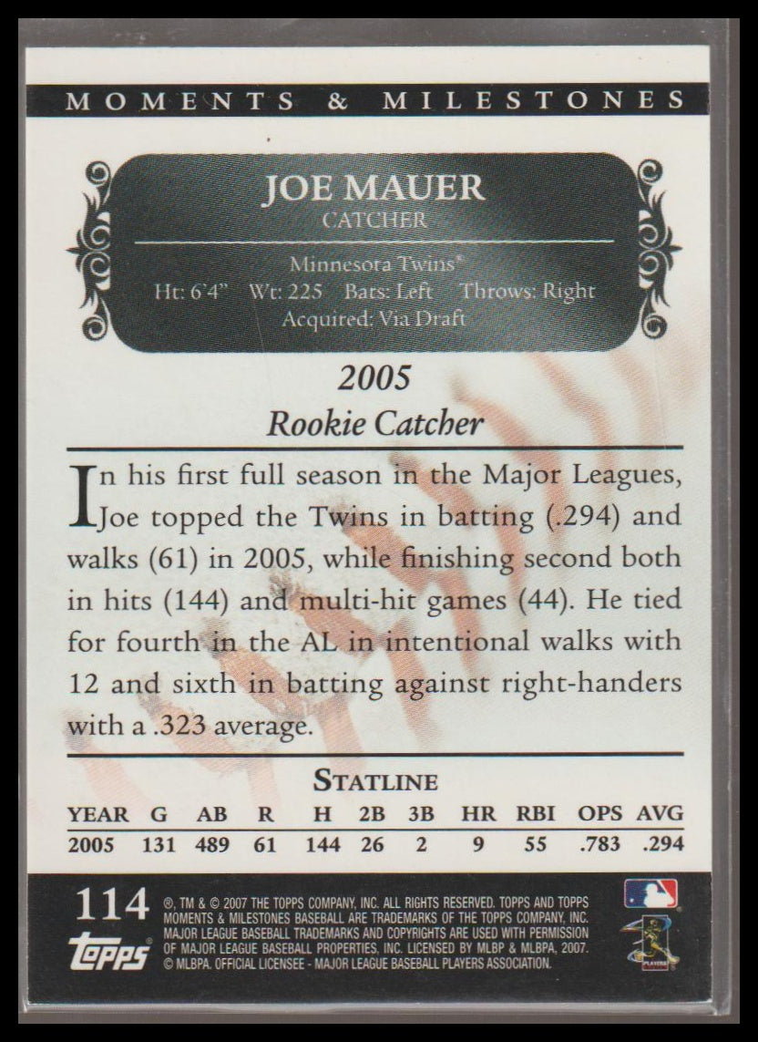2007 Topps Moments & Milestones #114-16 Joe Mauer #/150