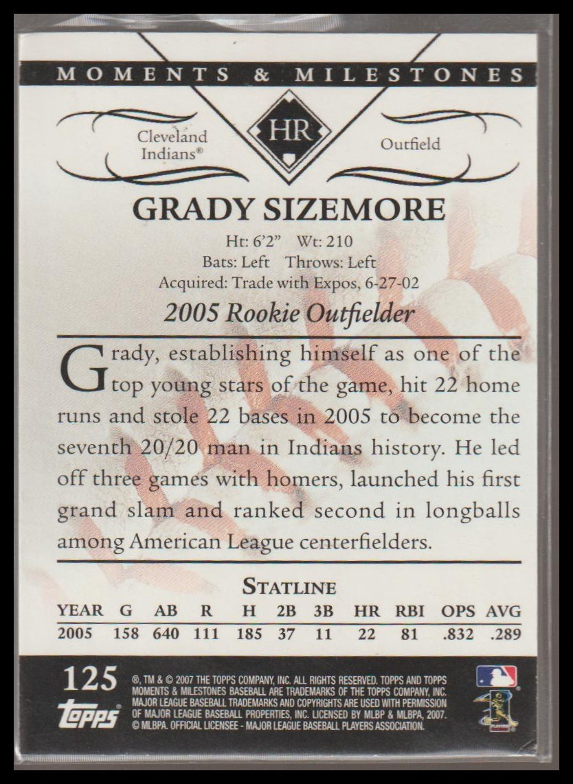2007 Topps Moments & Milestones #125-10 Grady Sizemore #/150