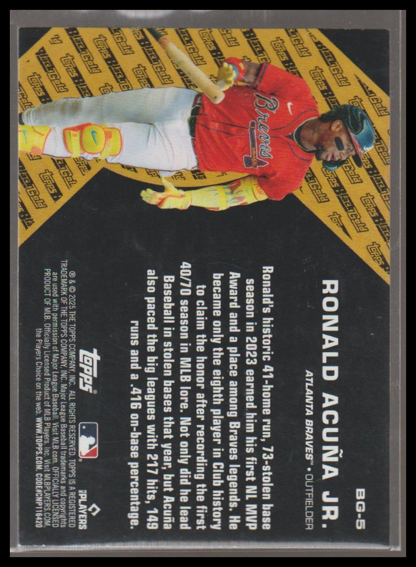 2025 Topps Update #BG-5 Ronald Acuña Jr. Topps Black Gold Pink Foil
