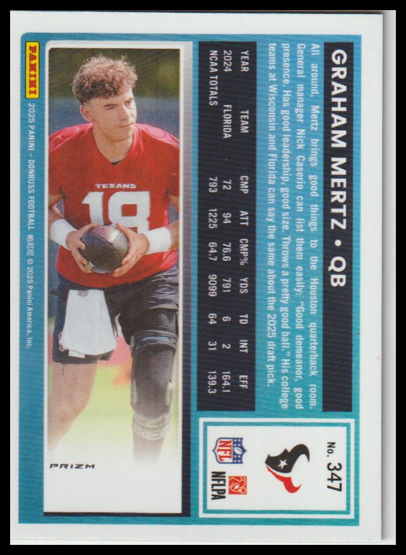 2025 Donruss #347 Graham Mertz Optic Rated Rookies Preview Red Wave