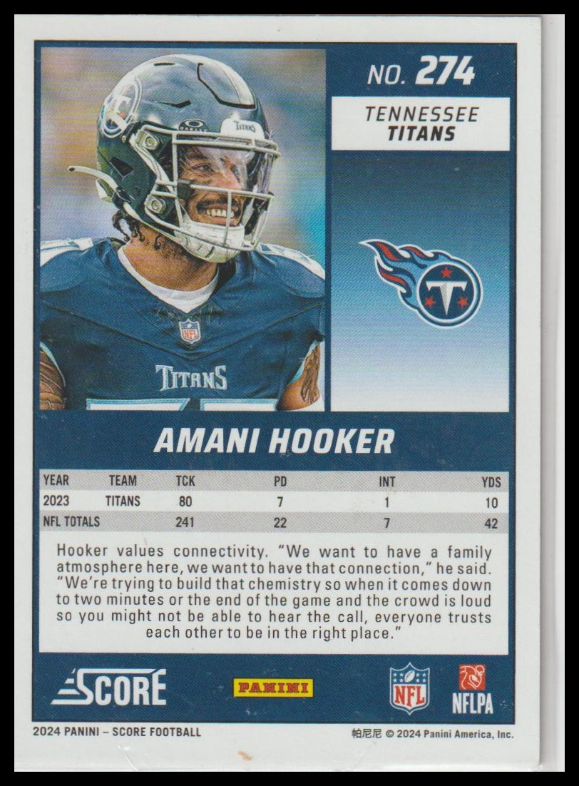 2024 Score #274 Amani Hooker Lava #/630