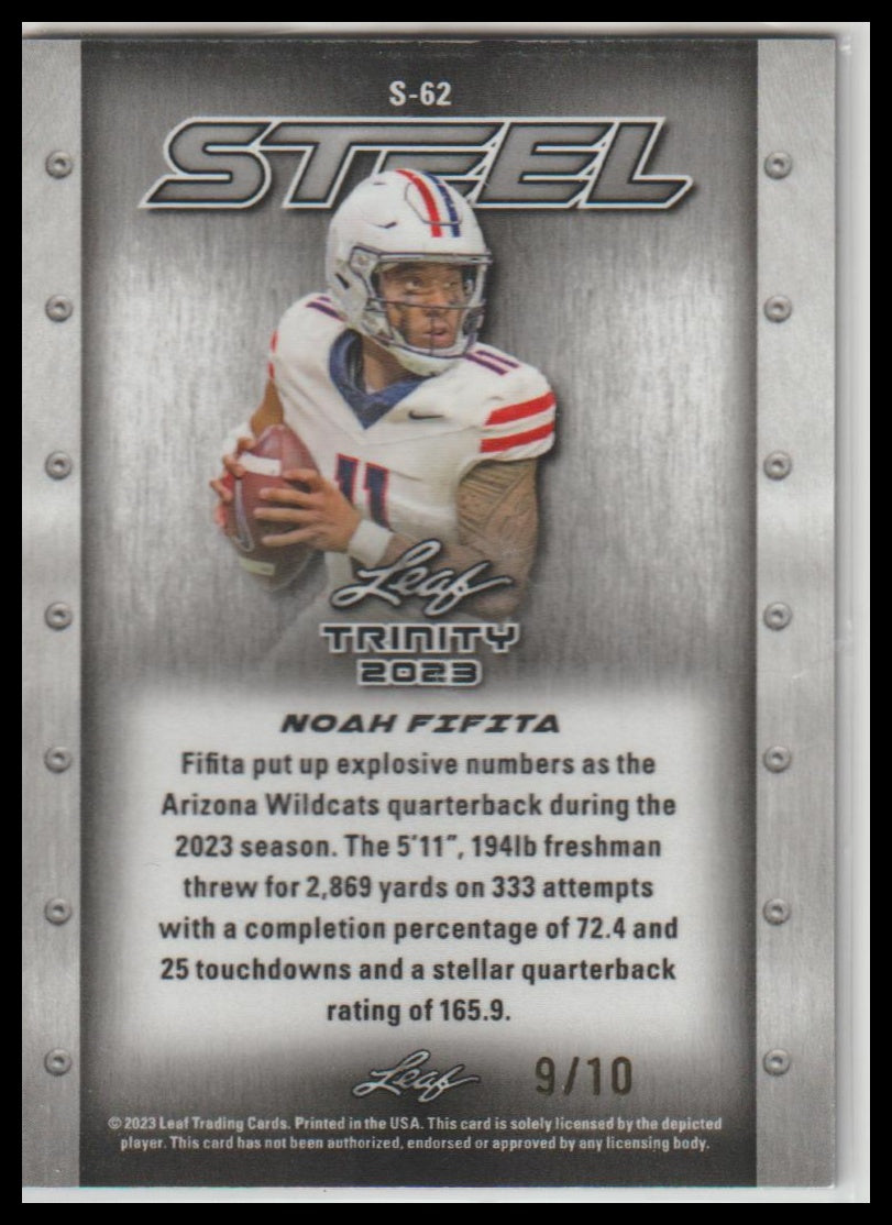 2023 Leaf Trinity #S-62 Noah Fifita Steel Donut Circles Silver #/10