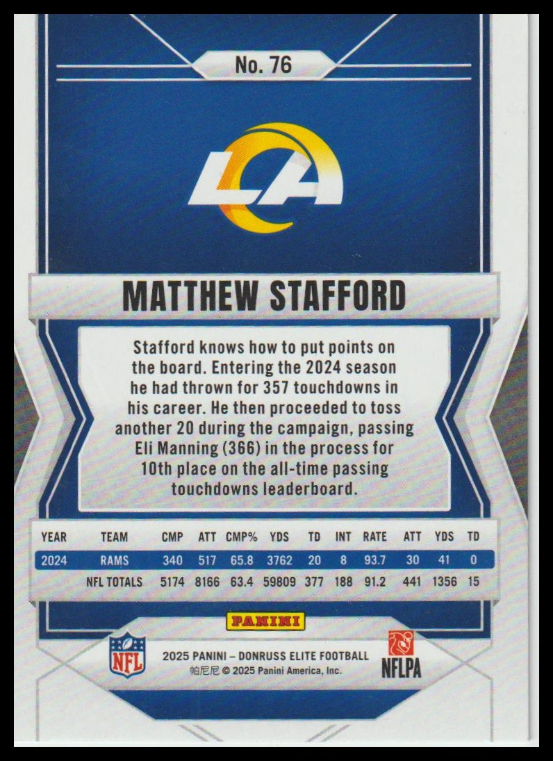 2025 Donruss Elite #76 Matthew Stafford
