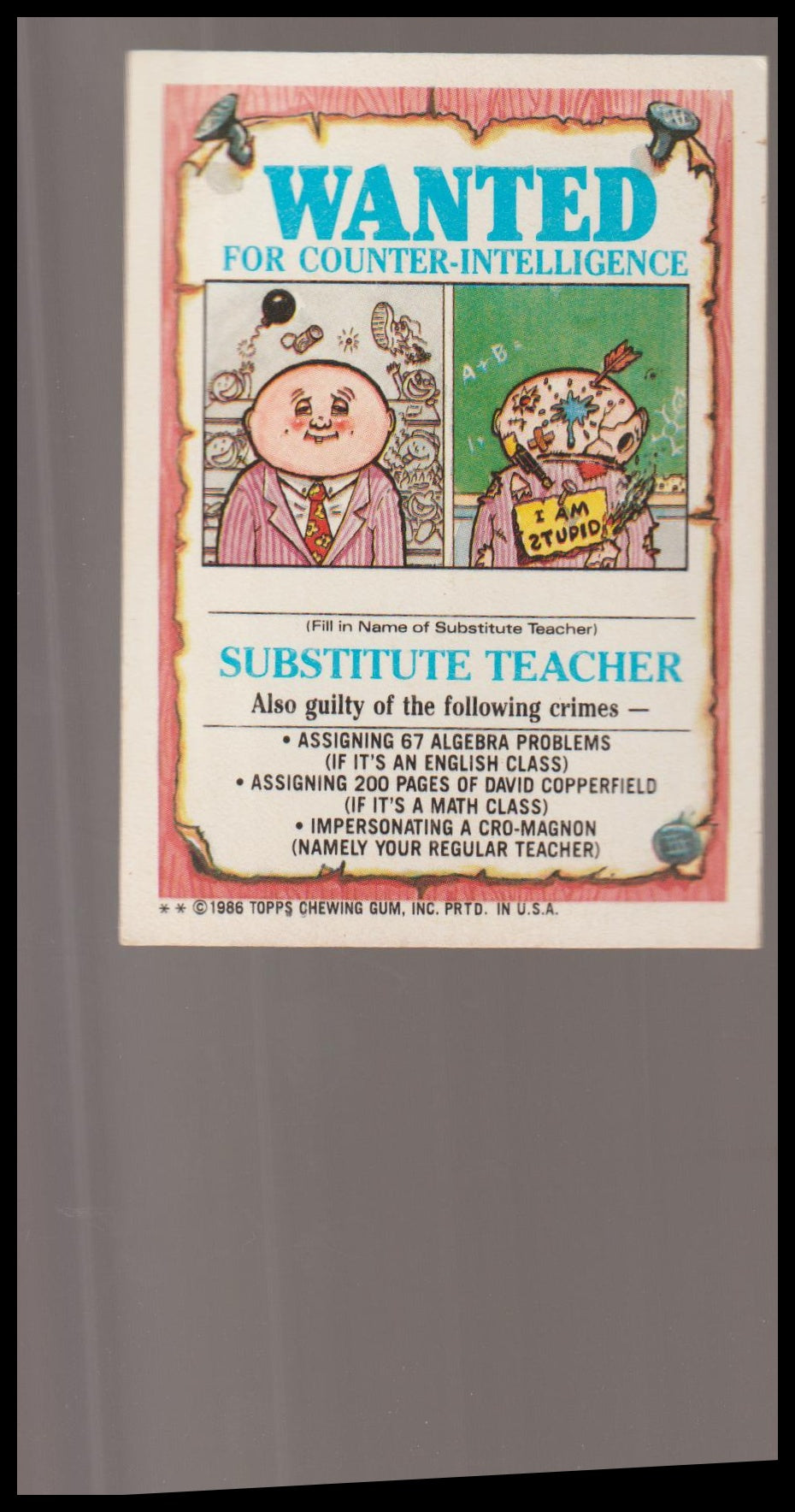 1986 Topps Garbage Pail Kids Series 4 #142b Hunted Hunter