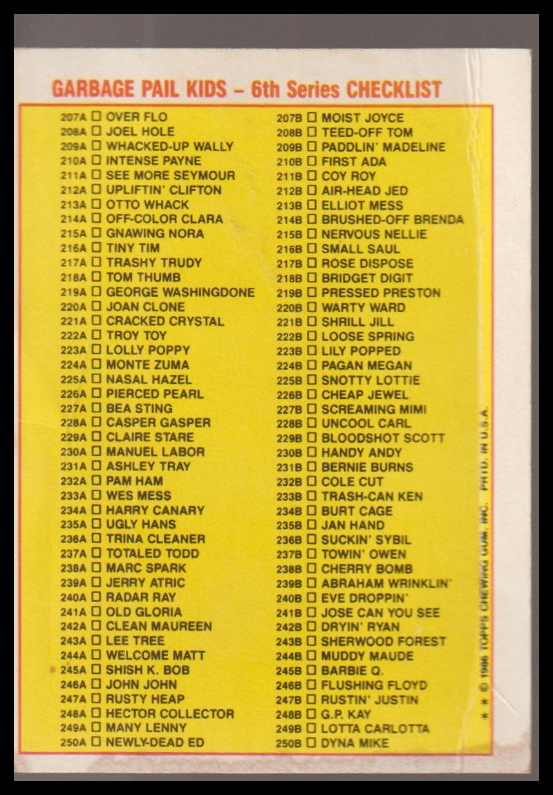1986 Topps Garbage Pail Kids Series 6 #248a Hector Collector