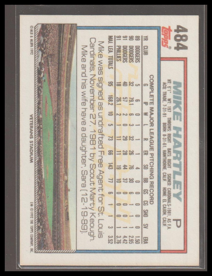 1992 Topps #484 Mike Hartley Gold Winners