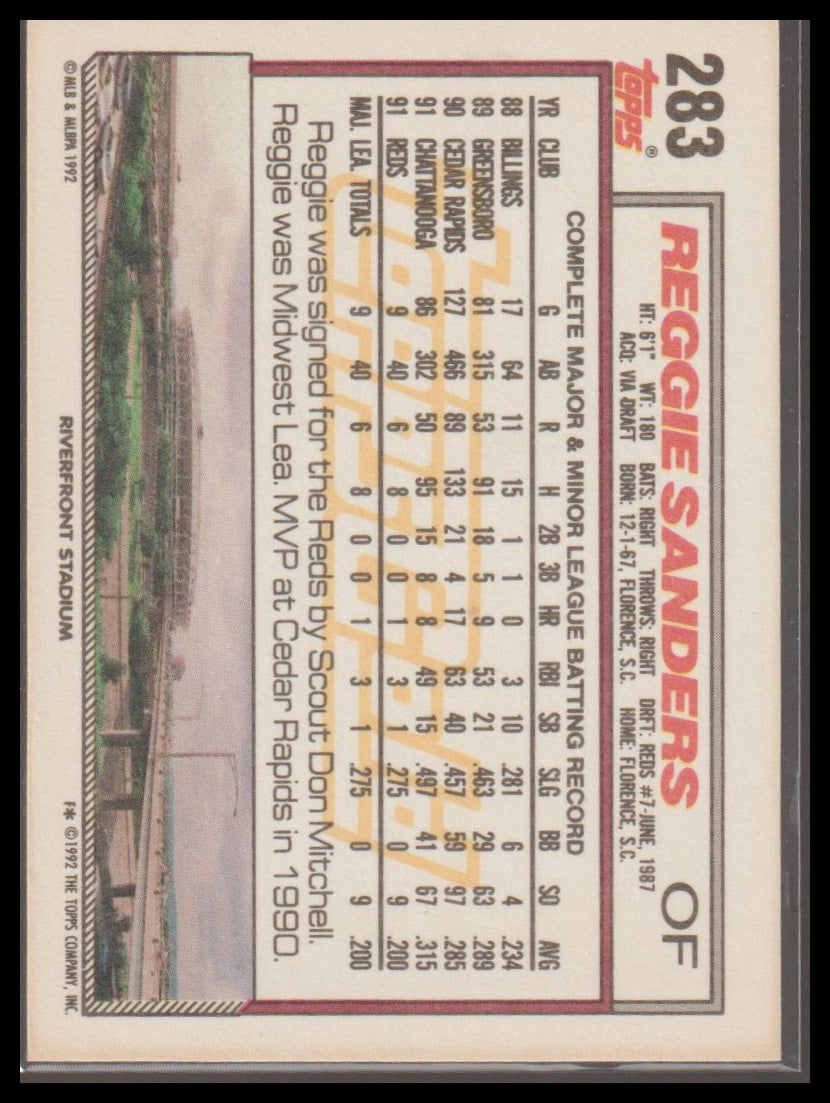 1992 Topps #283b Reggie Sanders Gold Winners