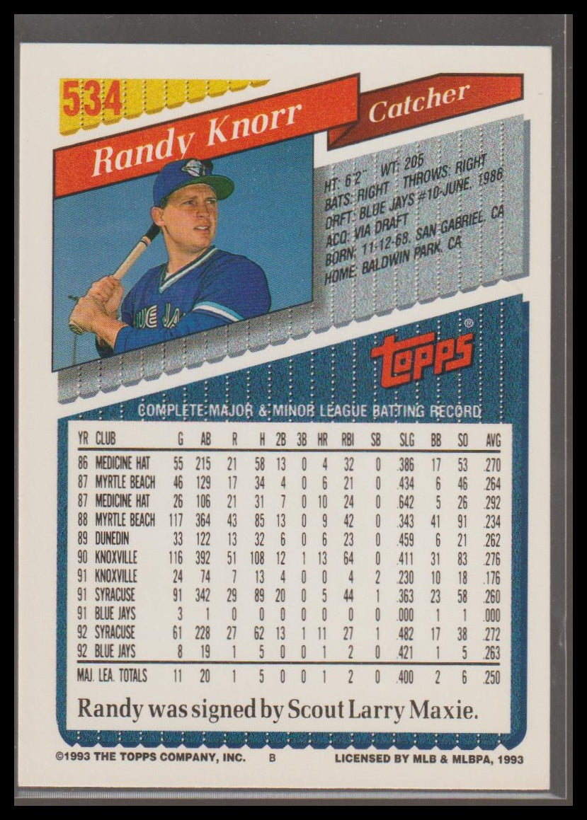 1993 Topps #534 Randy Knorr Gold