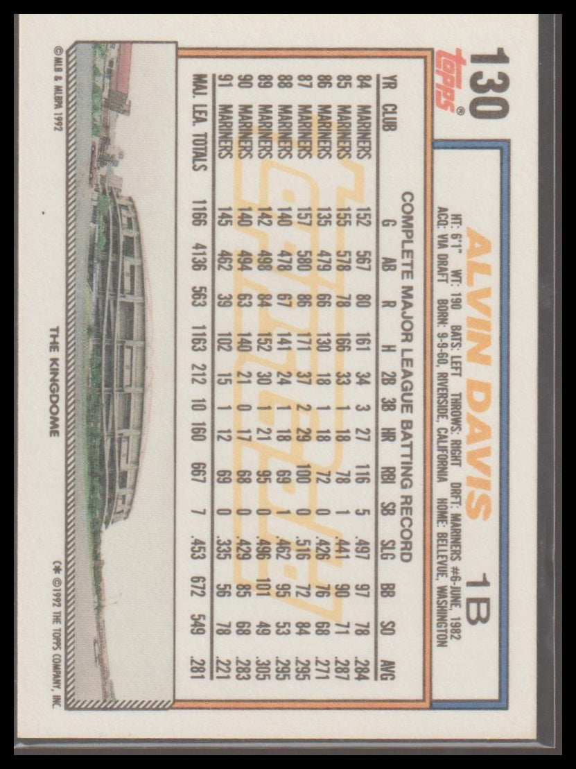 1992 Topps #130 Alvin Davis Gold Winners