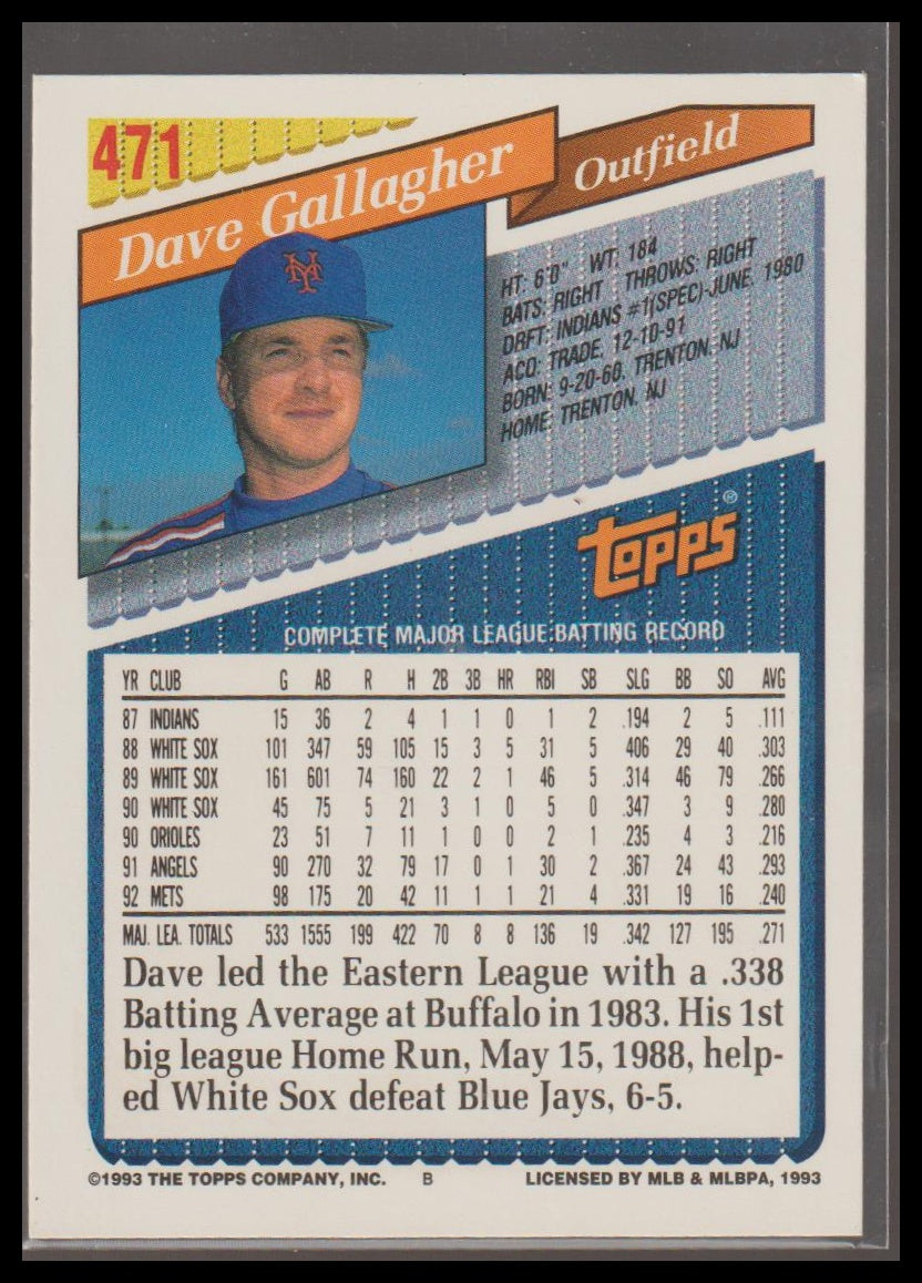 1993 Topps #471 Dave Gallagher Gold