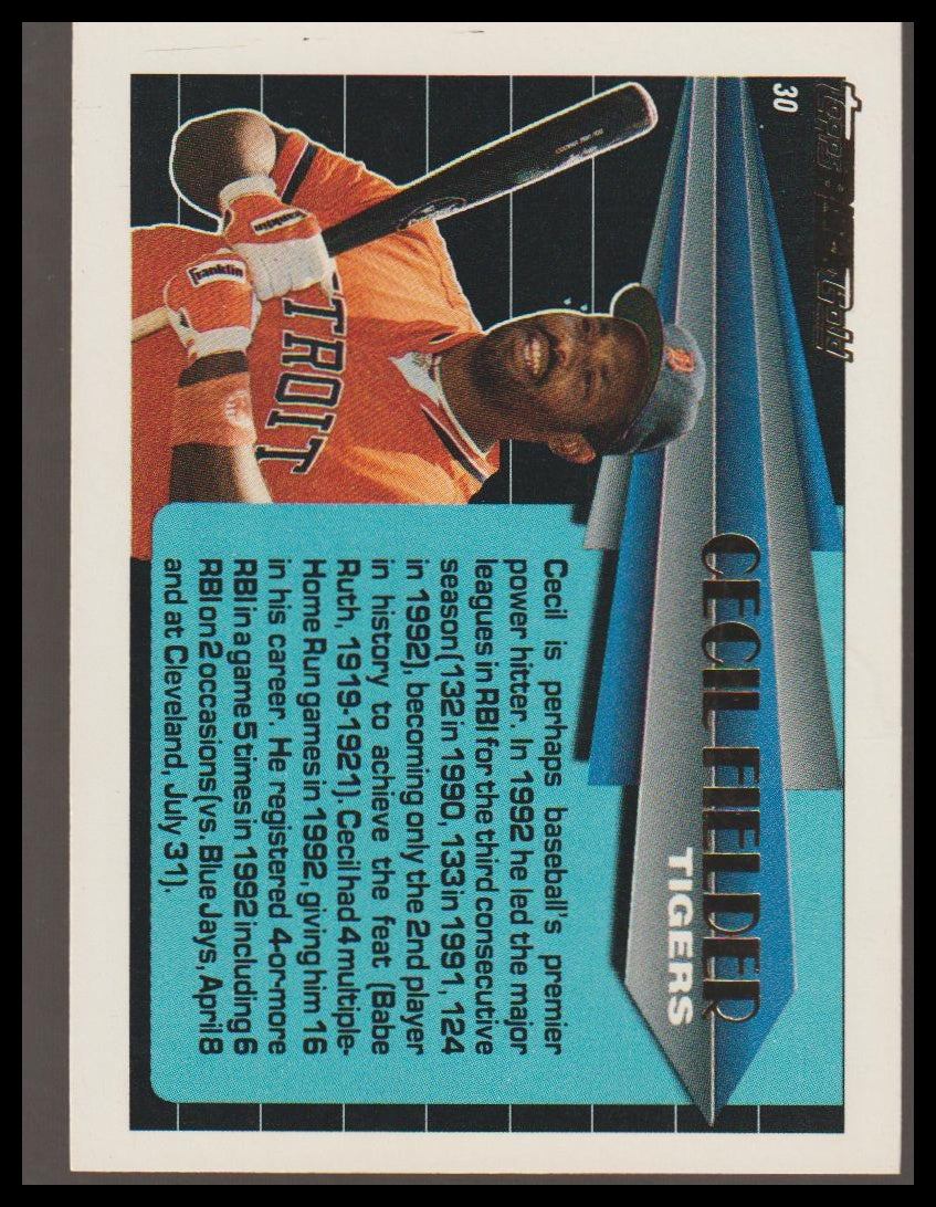 1993 Topps #30 Cecil Fielder Black Gold