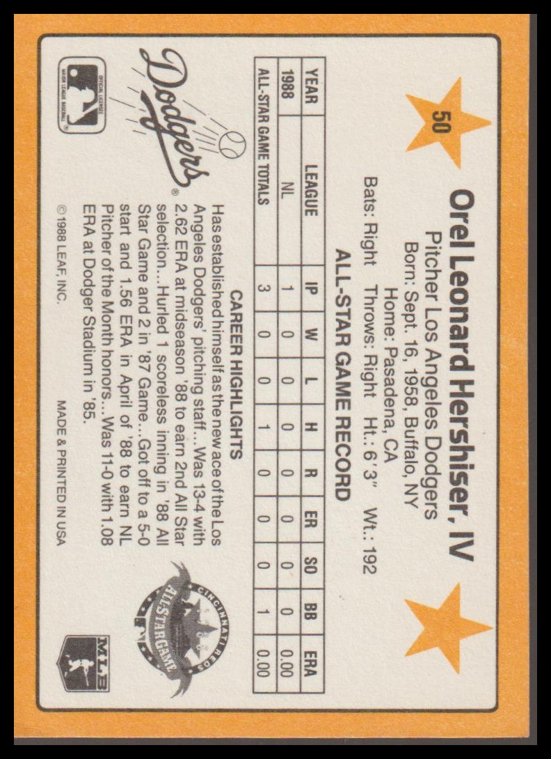 1989 Donruss All-Stars #50 Orel Hershiser